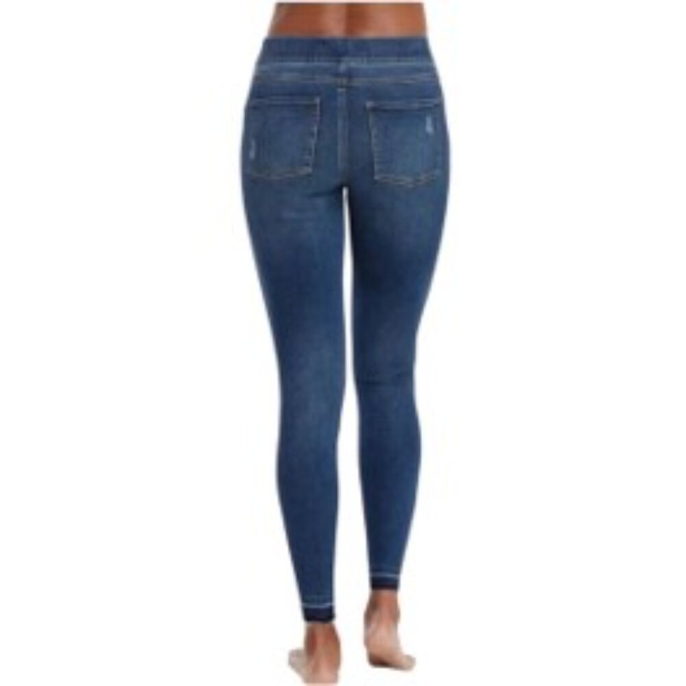 SPANX Distressed Denim Leggings Ankle Stretch Medium Wash Blue Size Small NWT - Picture 11 of 12